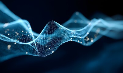 Abstract Blue Digital Waveform Elegant Network Design Modern Technology Background Futuristic Data Visualization Smooth Flowing Lines Sparkling       