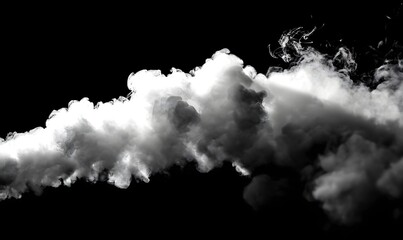 Dramatic White Smoke Cloud Isolated on Black Background Perfect for Design Projects Digital Art Texture Overlay Vapor Steam Effect Realistic Fog Image