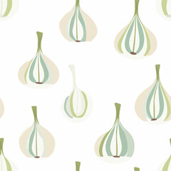 Garlic sprout pattern.Exquisite vector vegetable patterns. 