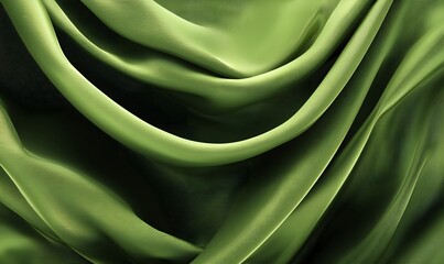 Elegant Draped Olive Green Silk Fabric Texture Background High Resolution Luxurious Soft Smooth Shiny Textile Material Design Element Green Abstract  
