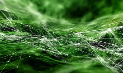 Abstract Green Nature Network Digital Art White Lines Elegant Design Modern Background Futuristic Technology Graphic Web Connection Illustration      