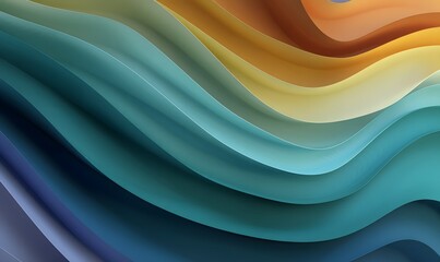 Abstract Wavy Background Teal Blue Yellow Gradient Smooth Curves Elegant Design Modern Texture Digital Art Illustration Graphic Wallpaper Design      