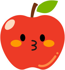 Mouthy apple character - cartoon red fruit with face and leaves