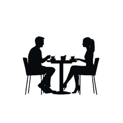 Fototapeta premium couple in cafe silhouette