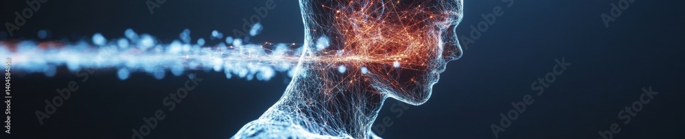 Poster quantum neuroscience visualization luminous bioenergetic human silhouette mapping neurological conne