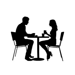 couple in cafe  silhouette