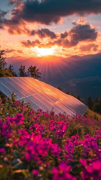 Sunset Solar Panel Flowers