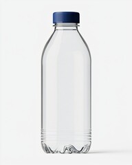 Clear Plastic Water Bottle Mockup with Blue Cap Perfect for Branding and Packaging Design