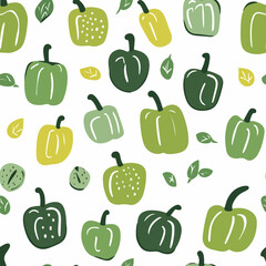 Green pepper pattern.Exquisite vector vegetable patterns. 