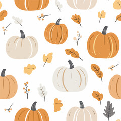 Pumpkin pattern.Exquisite vector vegetable patterns. 