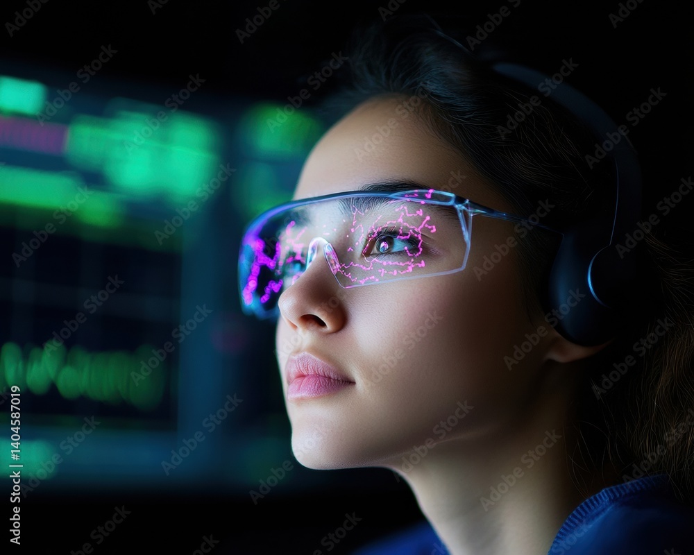 Poster neurotech future immersive ar cognitive performance interface for gen z innovators - cutting-edge ne