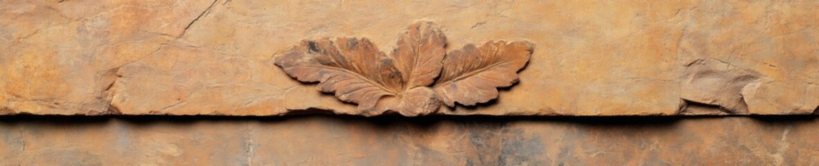 Artisan Stone Texture Vintage Botanical Leaf Carving in Rustic Sandstone - Architectural Heritage and Elemental Design Narrative for Cultural Preservation