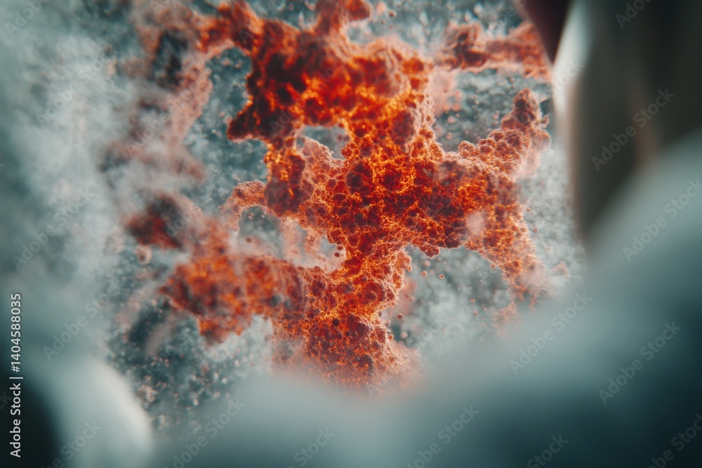 Poster molecular metamorphosis fiery digital visualization of cellular dynamics - cutting-edge scientific i