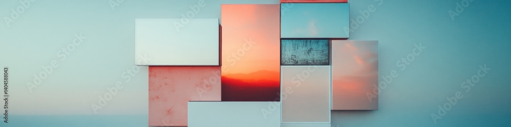 Aufkleber Minimalist Digital Ecosystem Multi-Device Connectivity Showcase with Geometric Color Gradient - Next-Gen Tech Visualization for Seamless User Experience