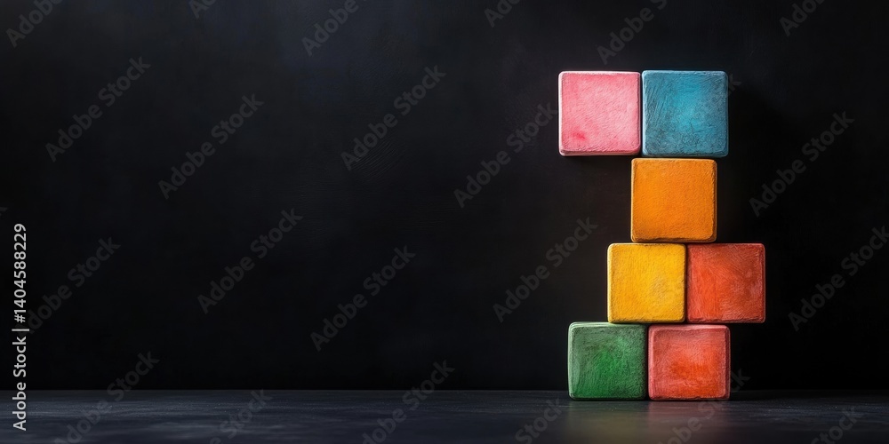 Aufkleber modular design innovation vibrant geometric cubes stacked in minimalist strategic composition - crea