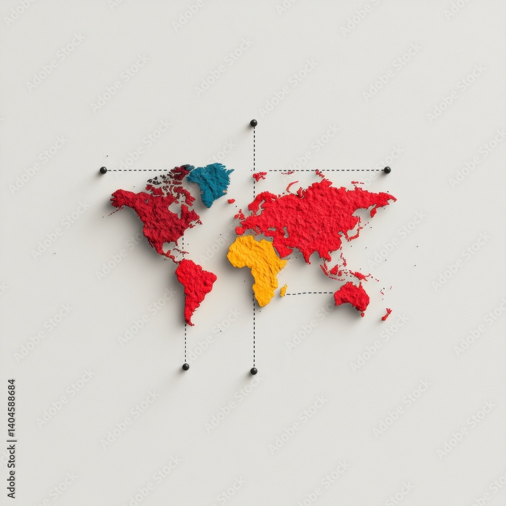 Poster Minimalist Global Economic Insights Textural World Map Visualization Revealing Interconnected Market Dynamics with Modern Data Design Aesthetics