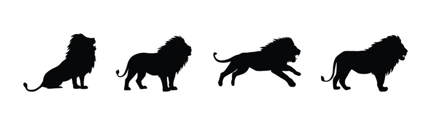 lion silhouettes vector set