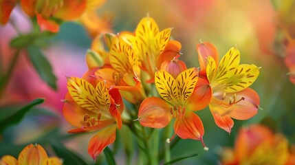 Fototapeta premium Vibrant Yellow and Orange Flowers Blooming
