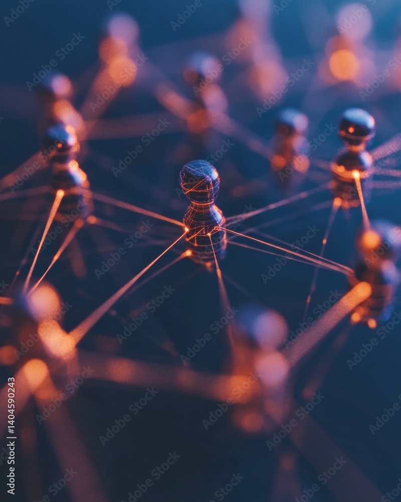 Poster Hyperconnected AI Network Visualization Futuristic Digital Interaction Mapping with Glowing Neural Connections - Next-Gen Tech Innovation for Global Professional Collaboration