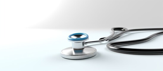 Stethoscope doctor isolated on copy space white background. AI generated image