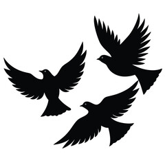 Obraz premium Bird group vector silhouette collection