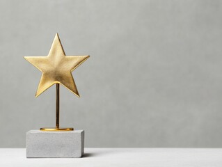 Minimalist Golden Achievement Trophy Elevating Performance Recognition in Modern Business Branding with Sleek Metallic Star Design for Entrepreneurial Success