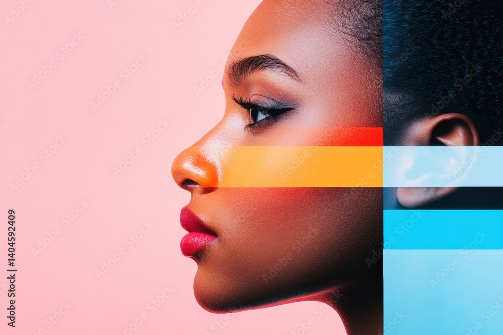 Poster vibrant diversity in digital art intersectional gen z portrait showcasing inclusive design, emotiona