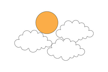 Single one line cloud outline  minimal style vector isolated icon
