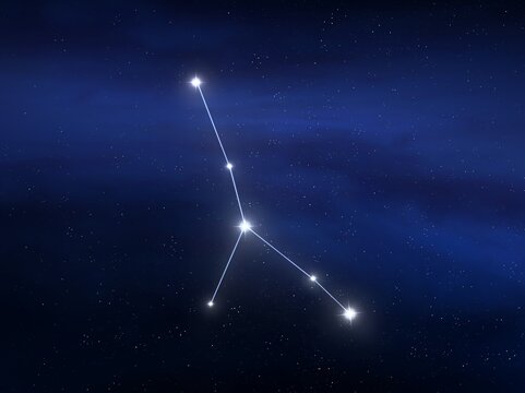 Cancer constellation in the night sky. Stars on a dark background. Astrological image of the zodiac sign.