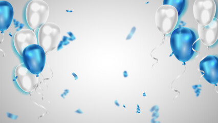birthday balloons and blue confetty vector	