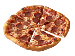 Deliciously golden brown pepperoni pizza slice on black background ready to satisfy your cravings and tempt your taste buds