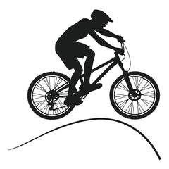 Fototapeta premium Silhouette of Athlete on Mountain Bike with Transparent Background