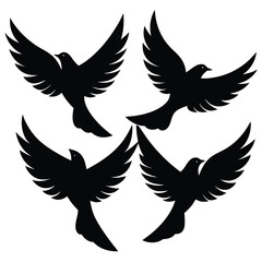 Naklejka premium Bird group vector silhouette collection