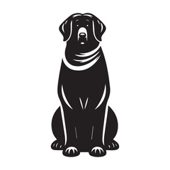 Fototapeta premium Akbash silhouette black and white vector icon