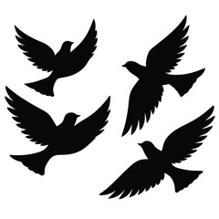 Fototapeta premium Bird group vector silhouette collection