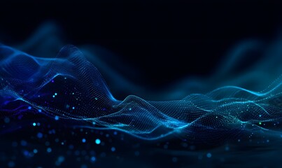 Abstract Blue Wave Particles Background