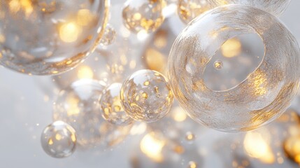 Fototapeta premium Abstract Spheres with Golden Highlights
