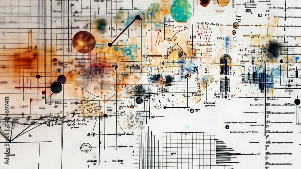 Poster abstract network: an abstract depiction of data and communication, with a complex web of lines, node