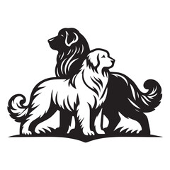 Fototapeta premium Akbash silhouette black and white vector icon