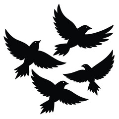Obraz premium Bird group vector silhouette collection