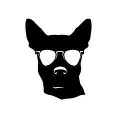 Obraz premium dog wear glasses silhouette