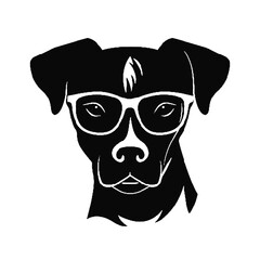   dog wear glasses silhouette