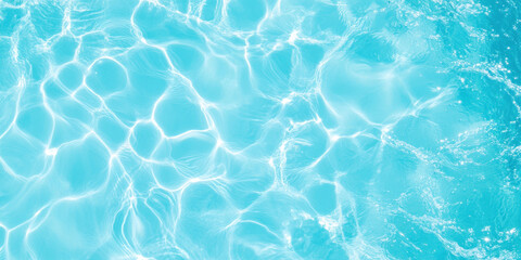 serene top down view of light blue water surface, showcasing gentle waves and reflections that create calming atmosphere. vibrant hues evoke feelings of tranquility and relaxation