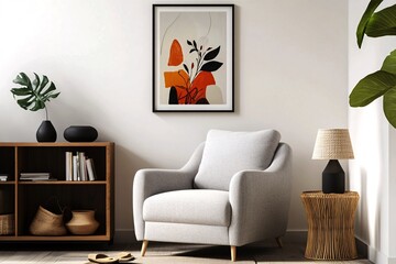 Stylish Modern Living Room with Abstract Art and Cozy Seating