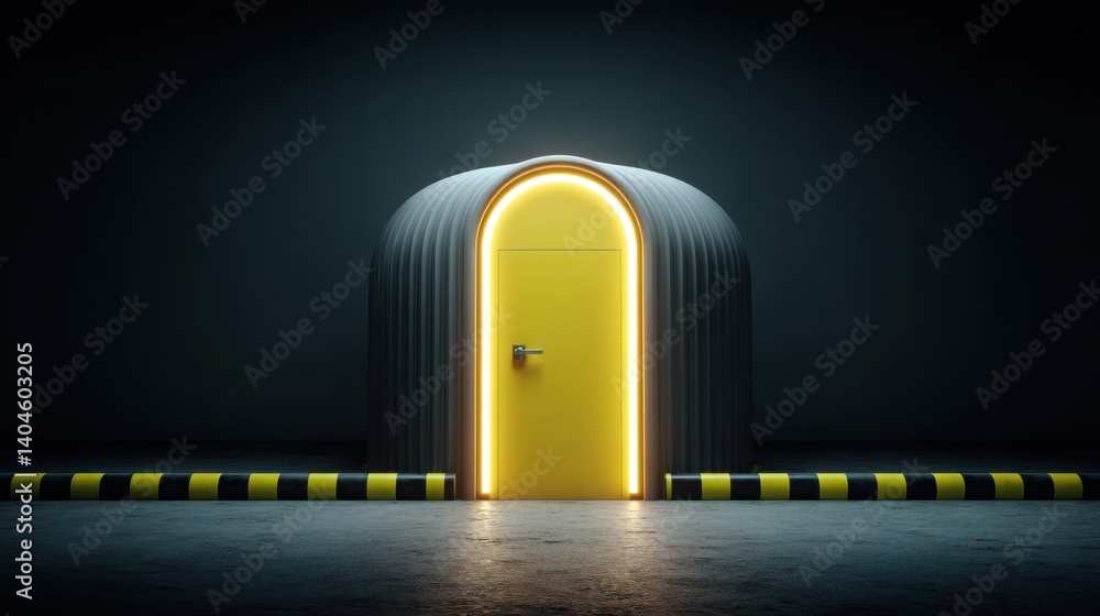 Aufkleber a striking yellow door standing out in a dark room creating a mysterious atmosphere with a hint of i