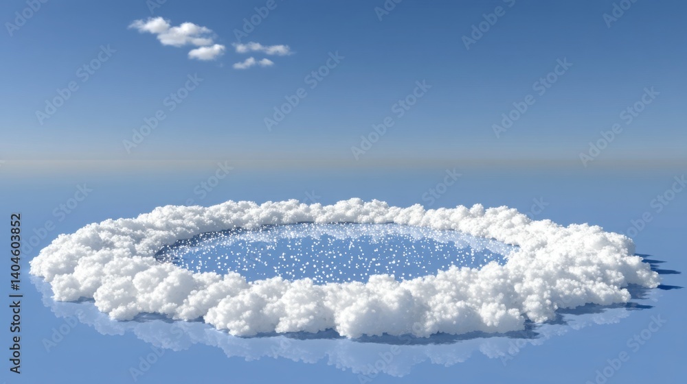 Poster cloud floating gracefully in the sky surrounded by radiant light and sparkles creating a magical vib
