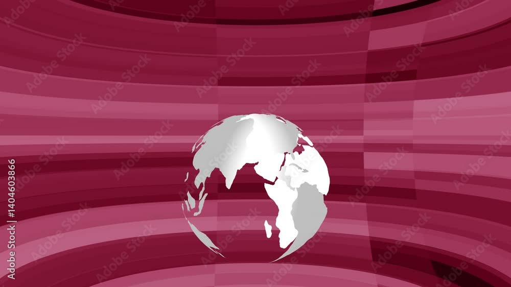 Poster news background. earth globe rotation animation on maroon background for global network.animated ear