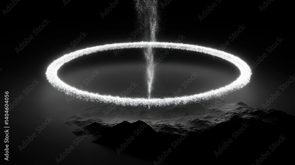 Poster vibrant of fire surrounded by dynamic data streams rising from a glowing chartless circular design
