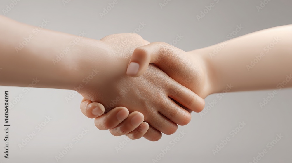 Poster person grasping a hand in a gesture of connection within a stream forming a handshake icon surrounde
