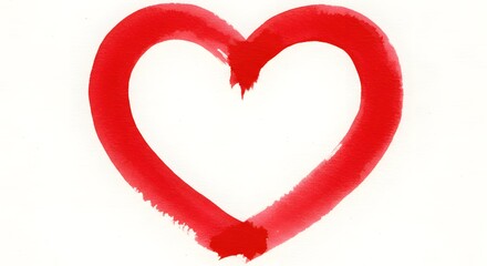 Red heart on white symbolizes love and romance for Valentine's Day